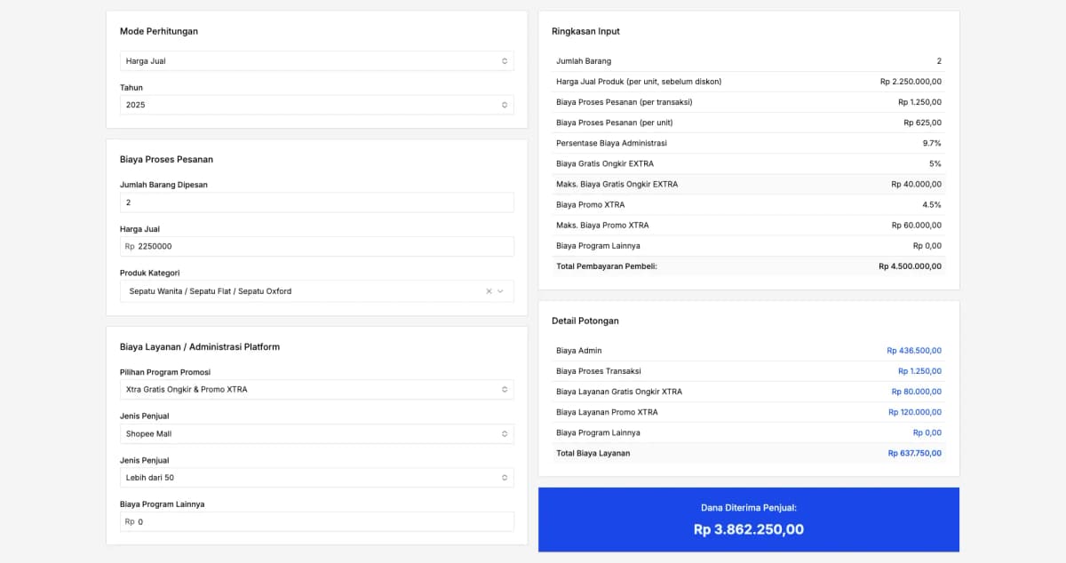 Shopee Price Calculator